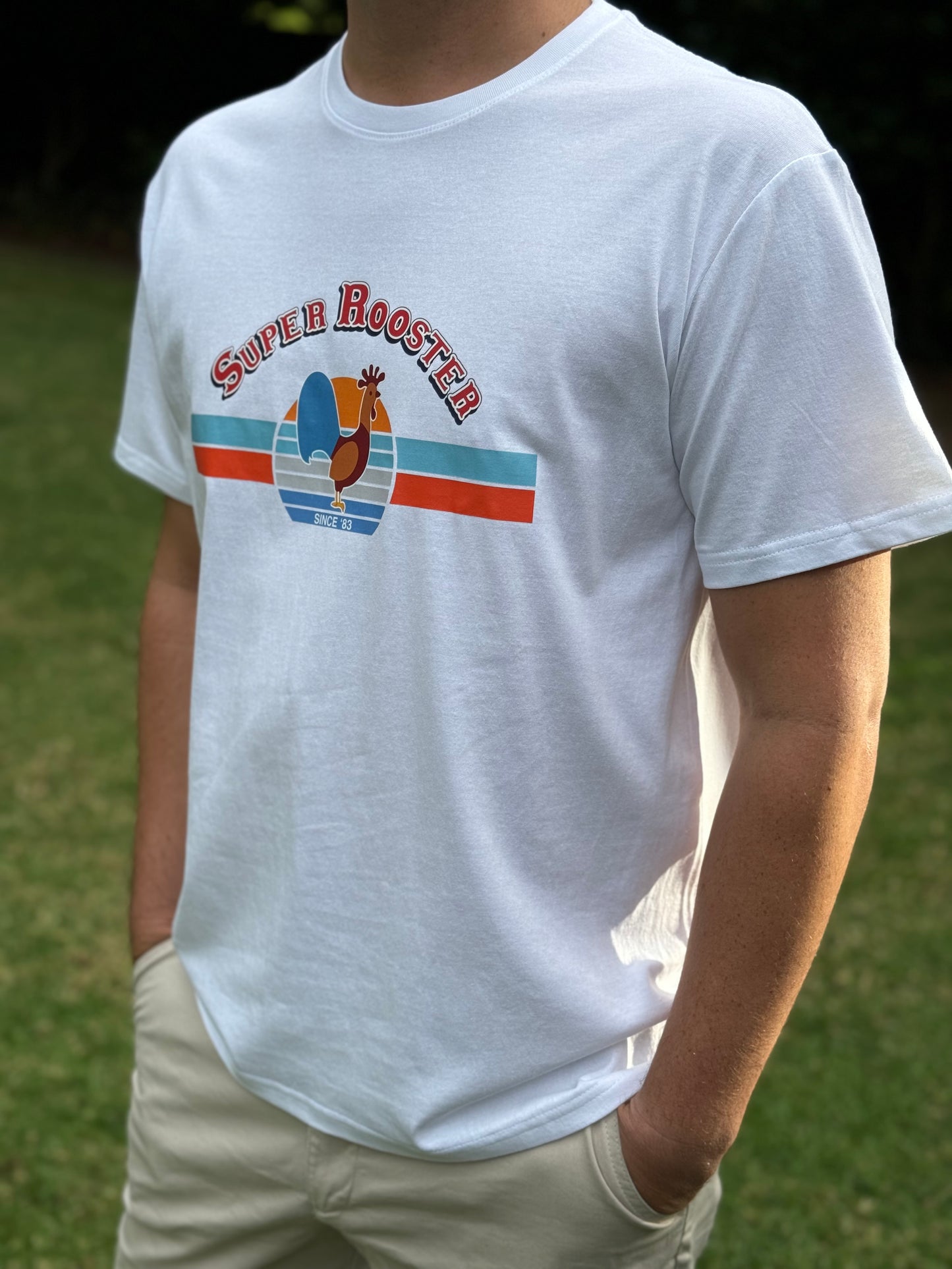 Super Rooster Retro White T-Shirt