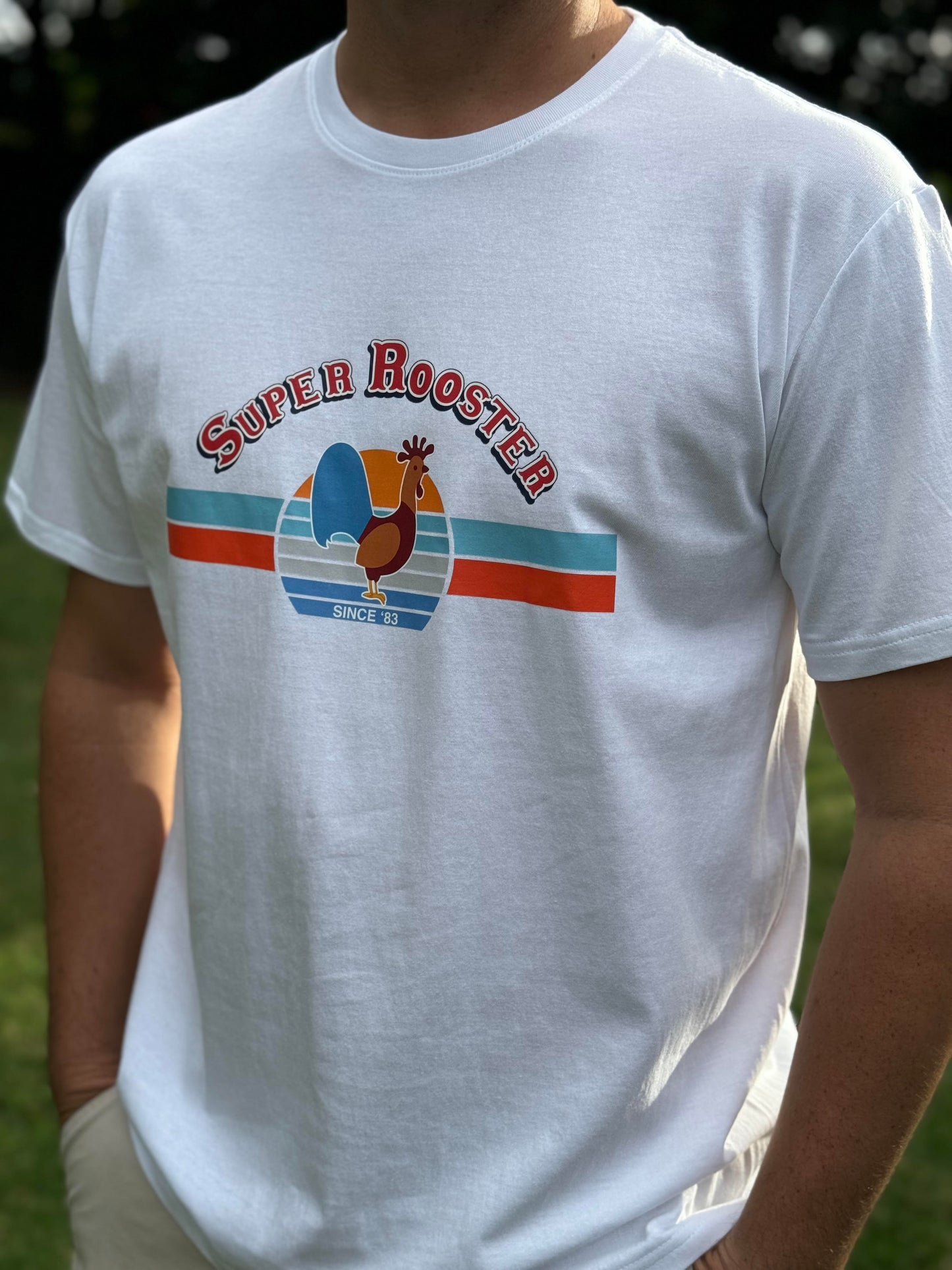 Super Rooster Retro White T-Shirt