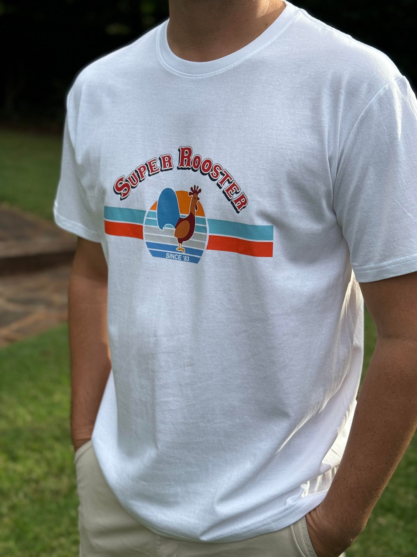 Super Rooster Retro White T-Shirt